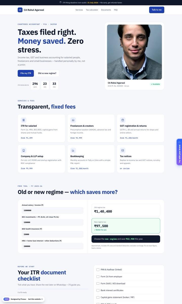 CAs & Tax Consultants website design