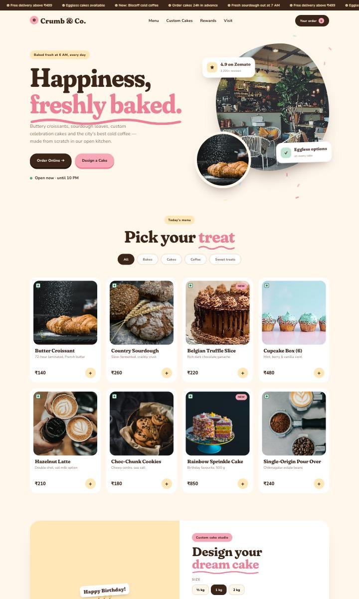 Cafe & Bakery website design preview