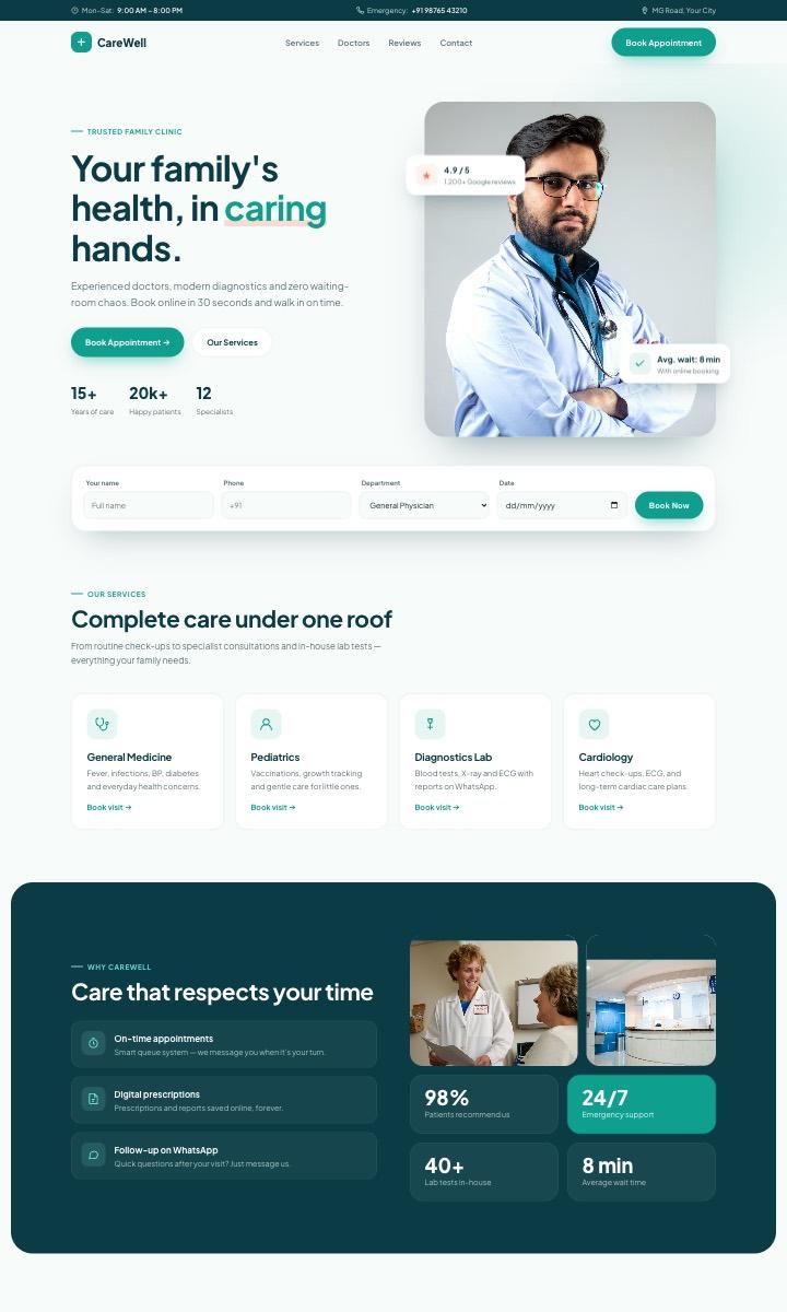 Clinic & Hospital website design preview