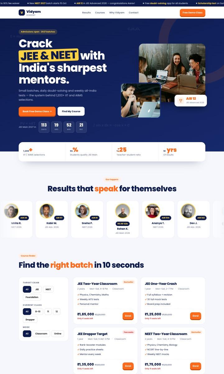 Coaching Institute website design preview