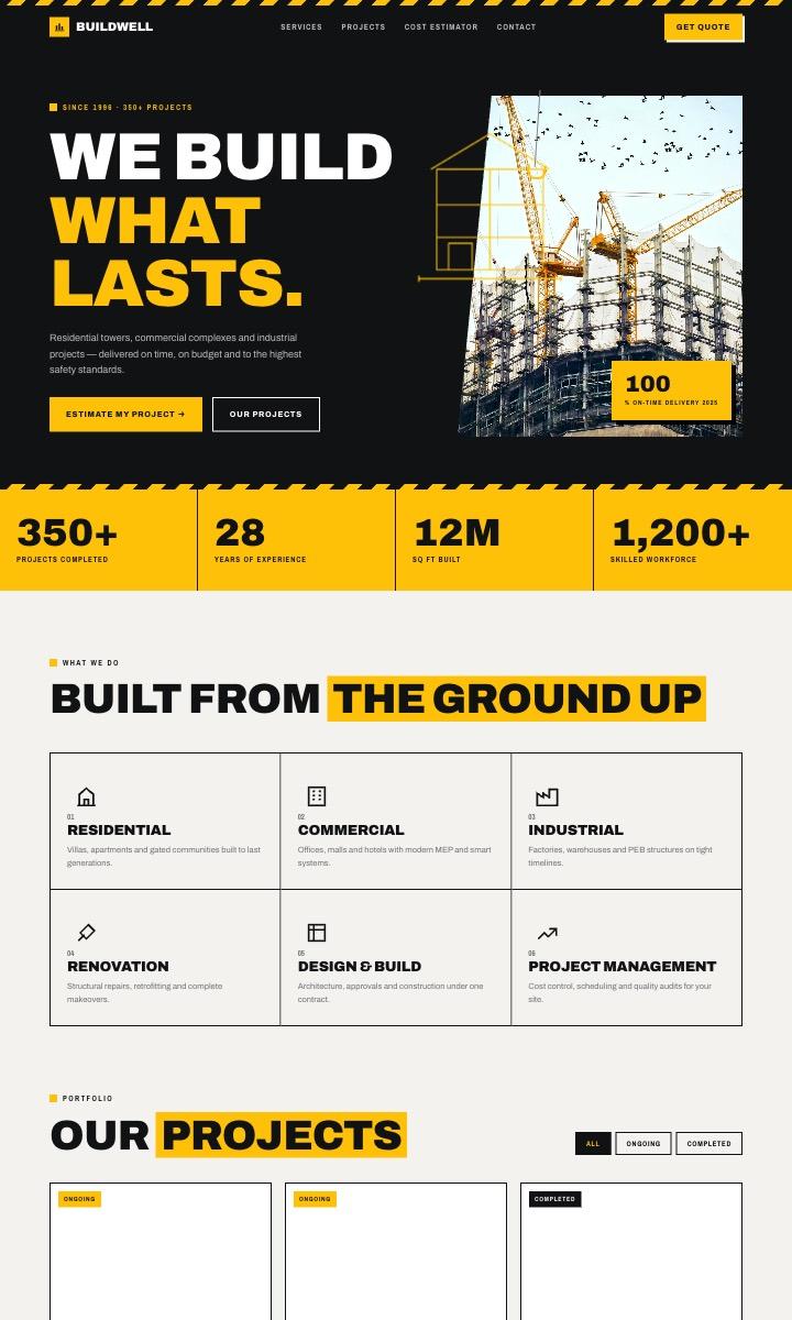 Construction Company website design preview