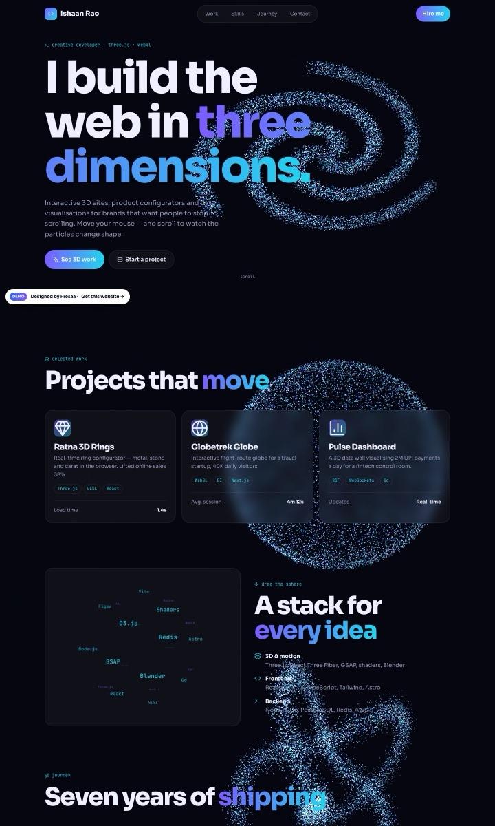 Developer Portfolio (3D) website design preview