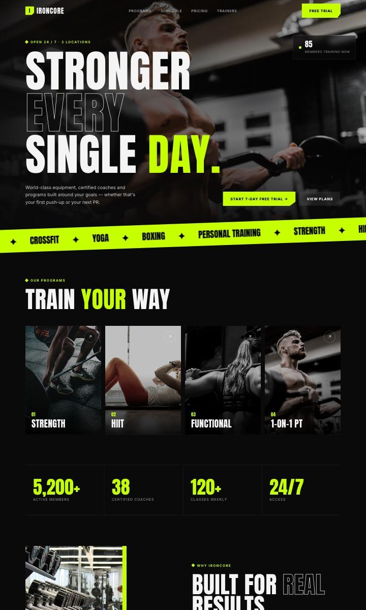 Gym & Fitness website design preview