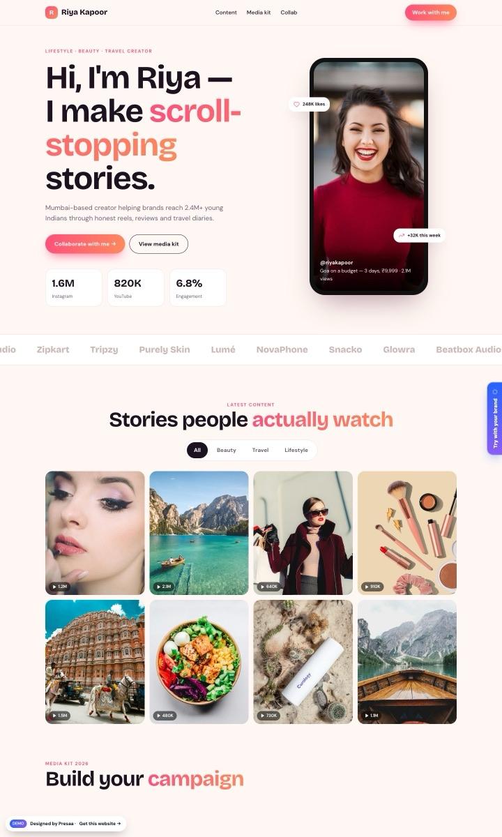 Personal Brands website design