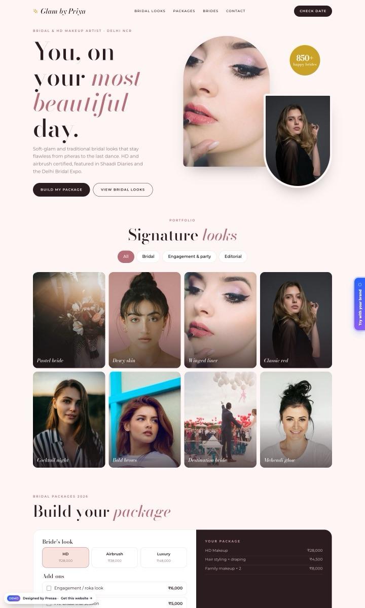 Makeup Artist website design preview