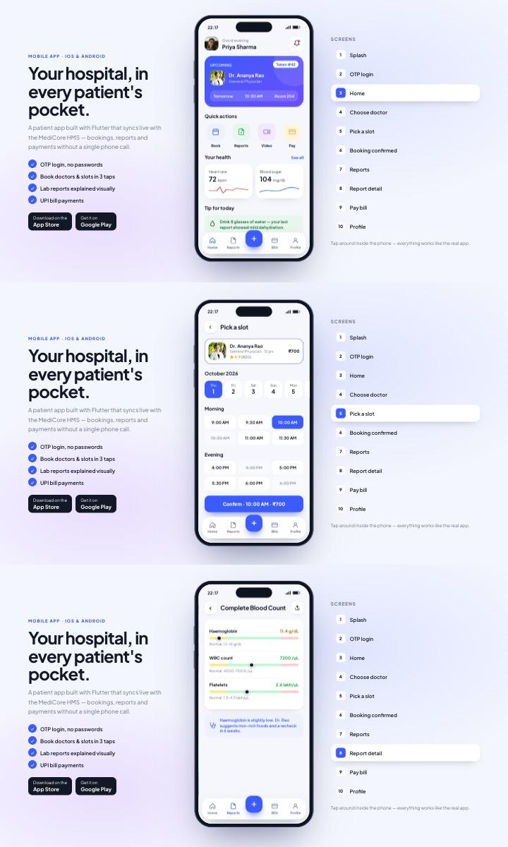 Patient Mobile App website design preview