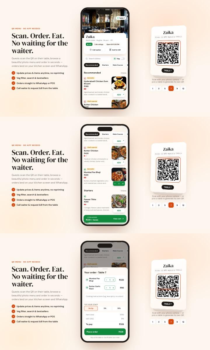 QR Digital Menu website design preview