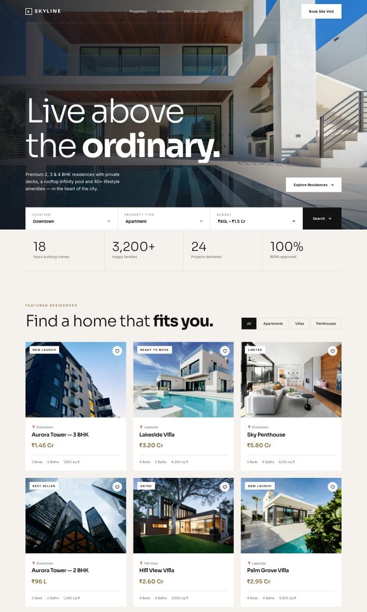 Real Estate website design preview
