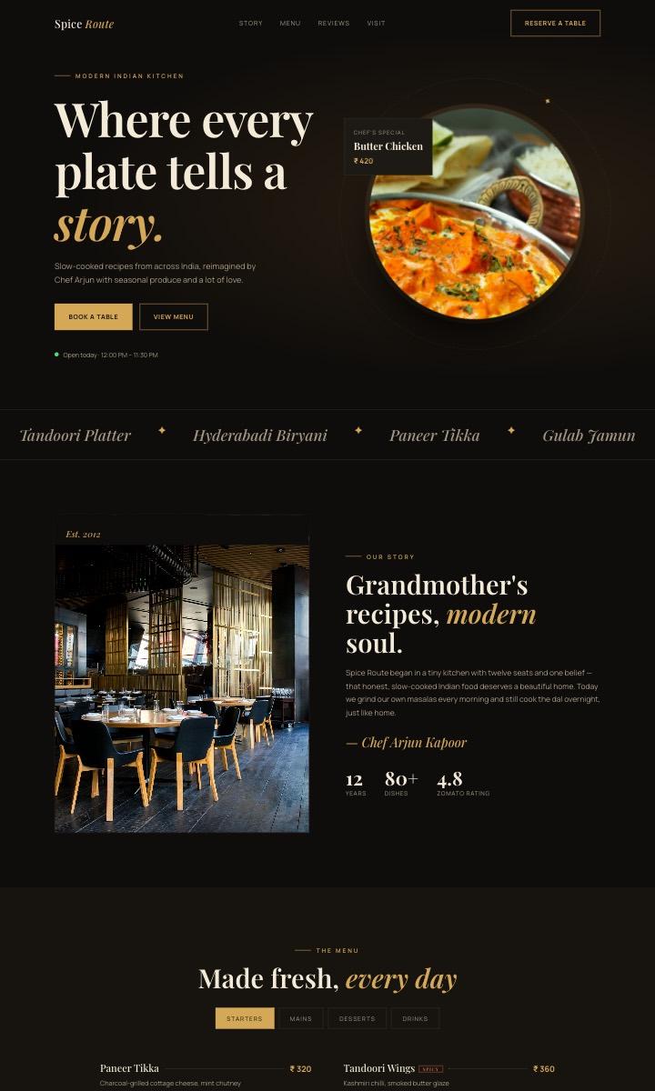Restaurant & Cafe website design preview
