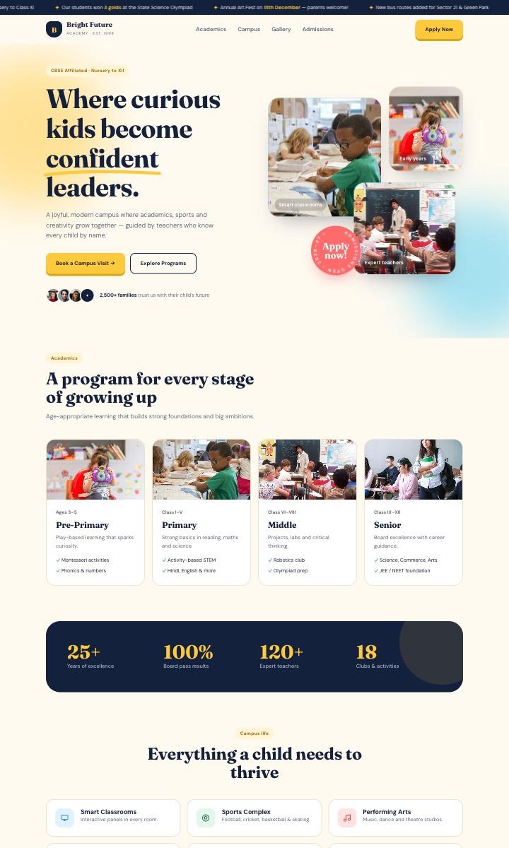 School & Institute website design preview
