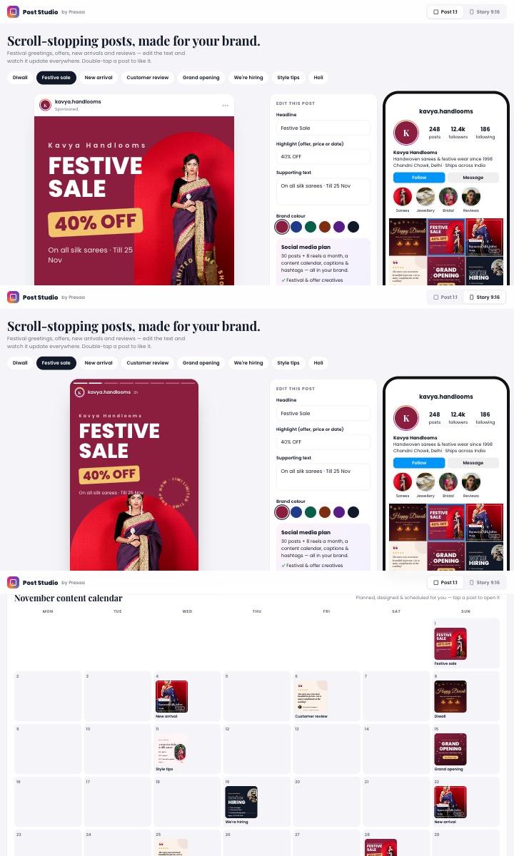 Social Media Post Studio website design preview