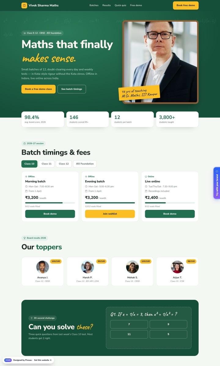 Tutor & Teacher website design preview