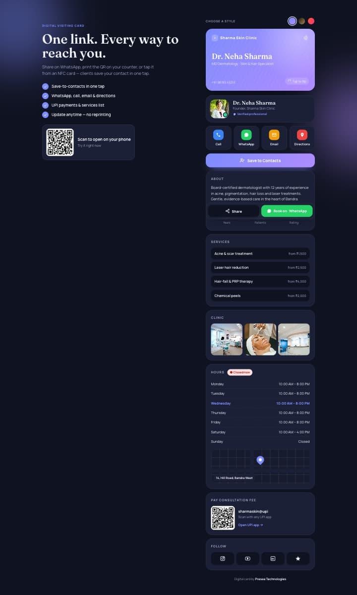 Digital Visiting Card website design preview