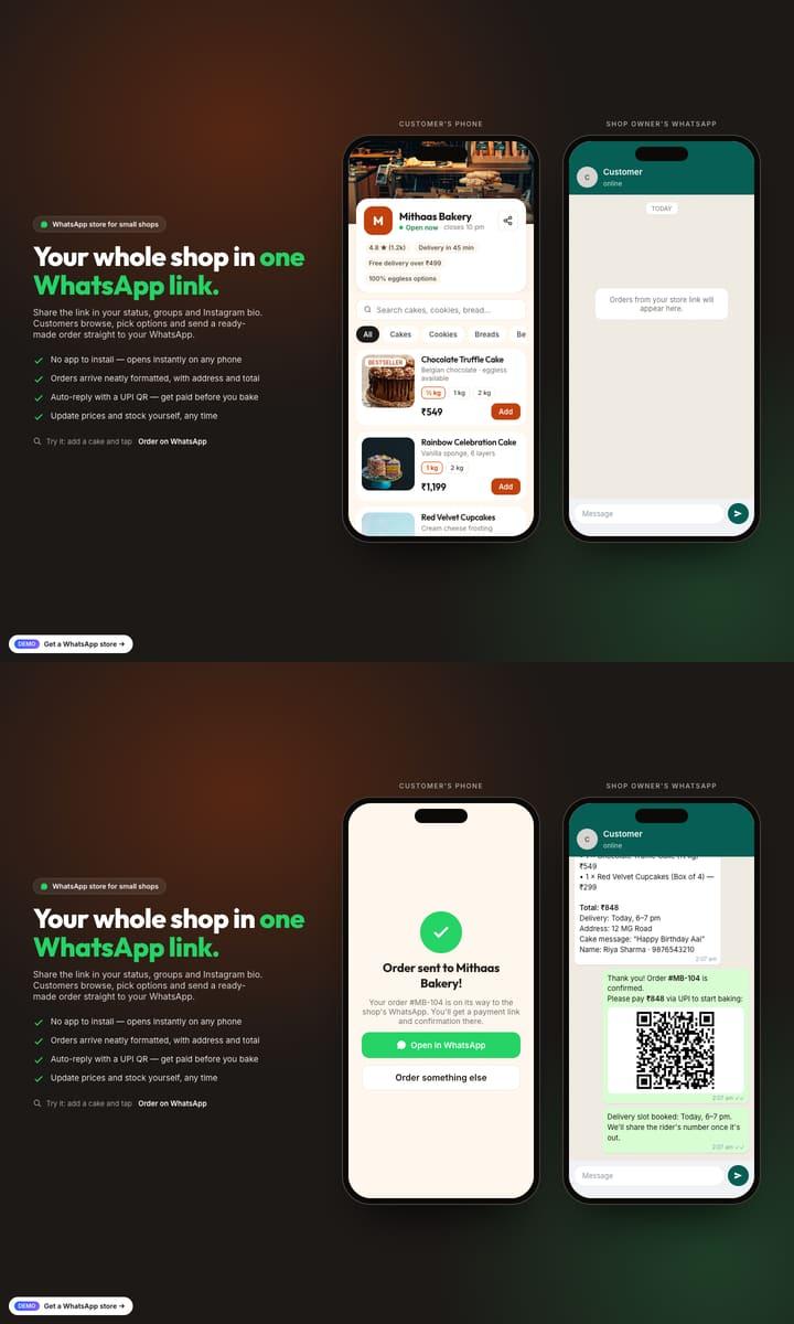 WhatsApp Store website design preview